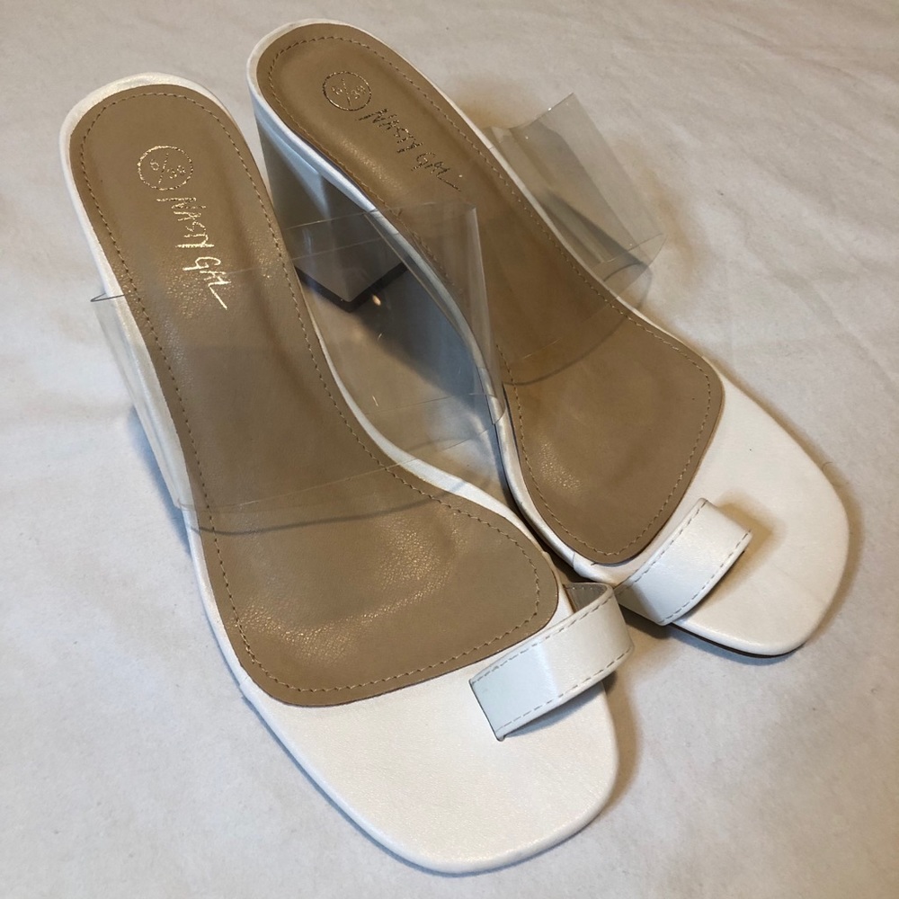 Nasty Gal White and Clear Heels